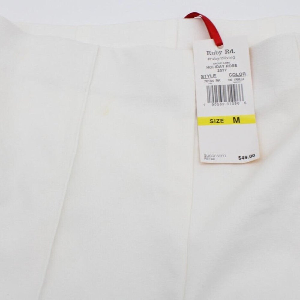 NWT RUBY RD MD IVORY WHITE Comfortable Pants (tiny spot) POLY RAYON SPANDEX